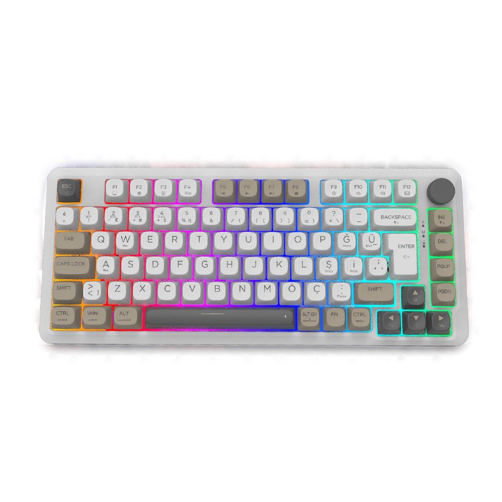 ✨INCA IKG-455 EMPOUSA GASKET HOT SWAP POSH TRİ-MODE MAKRO RGB MEKANIK GAMING KLAVYE-BEYAZ