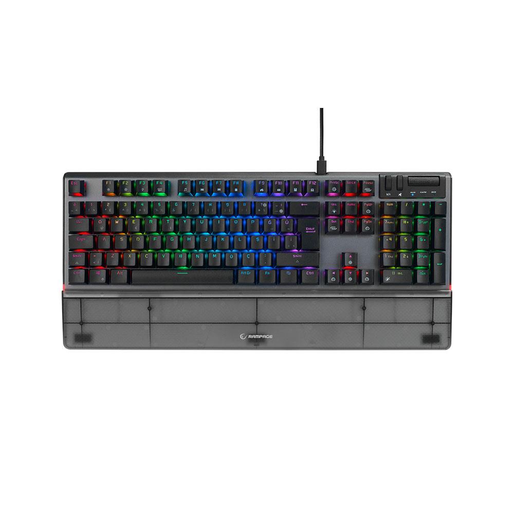 ✨RAMPAGE CARBON RGB Q BILEK DESTEKLI RED SWITCH GAMING KLAVYE