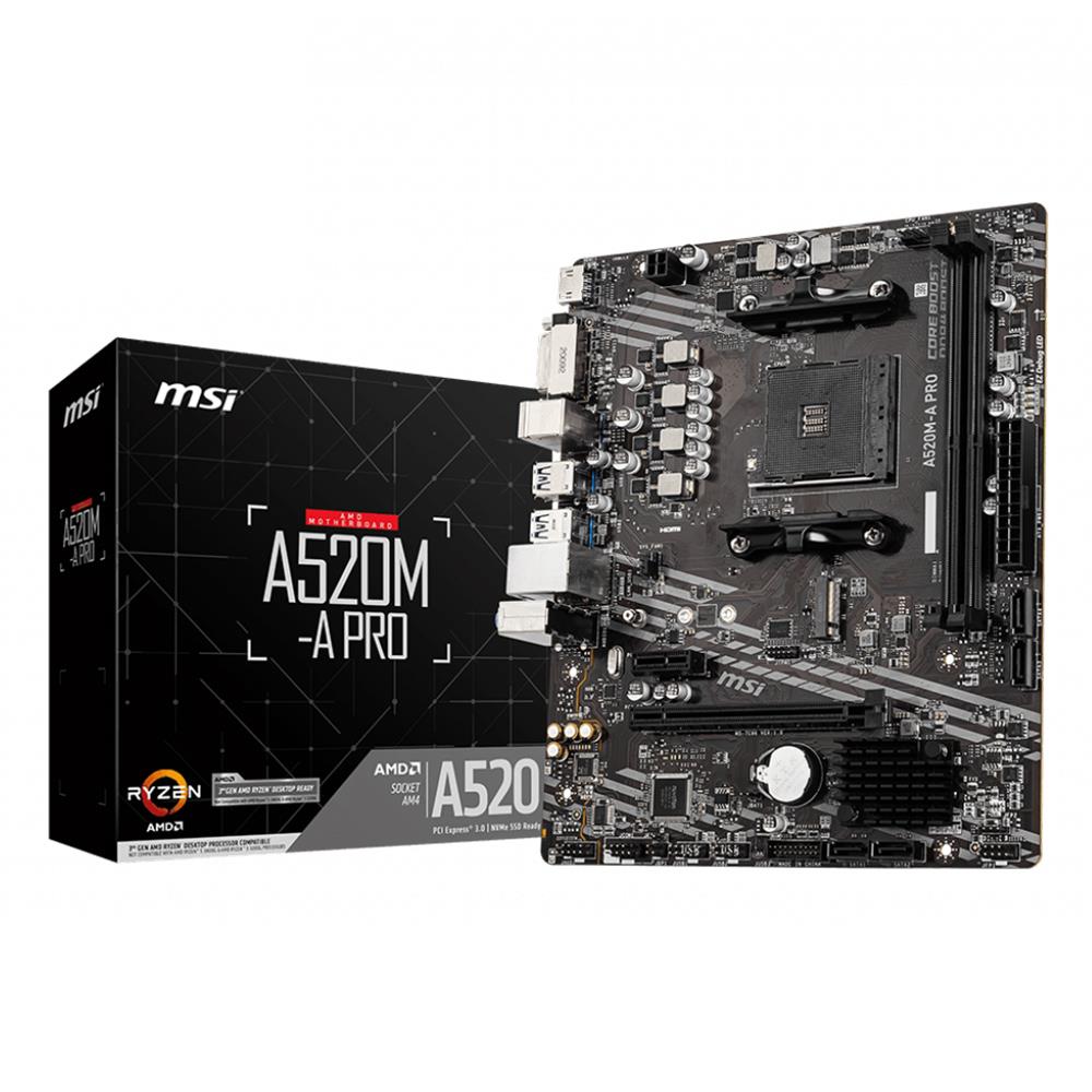 ✨MSI A520M-A PRO Amd A520 Soket AM4 DDR4 4600 MHz(OC) M.2 Anakart