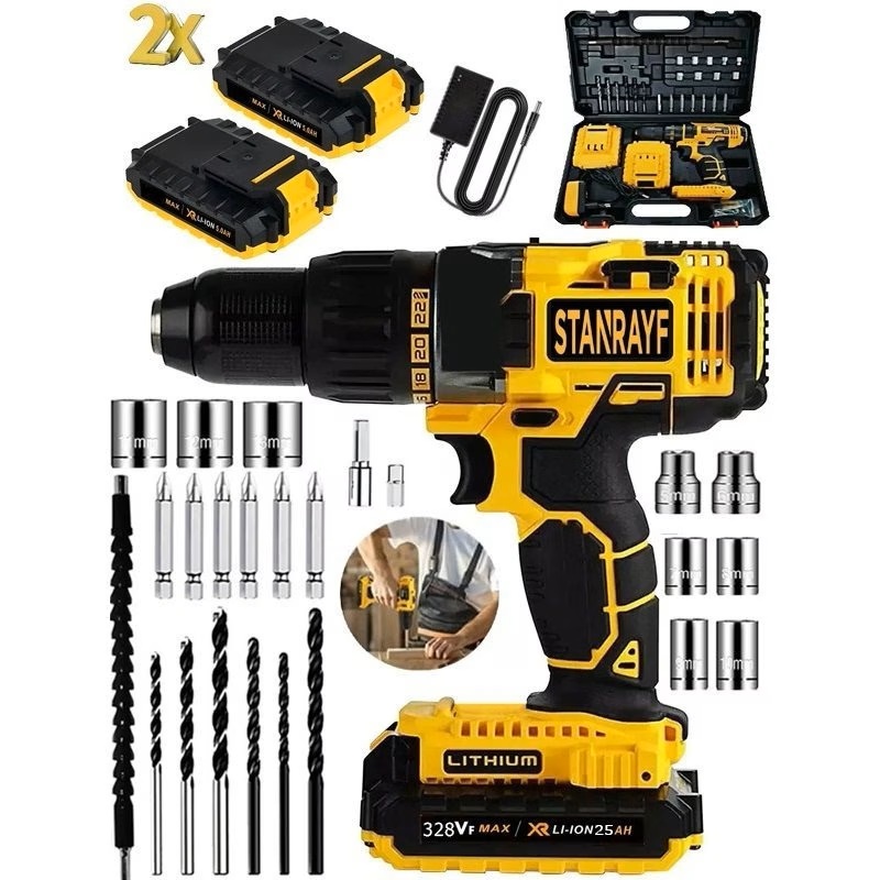 tanrayf Alman Mg2450 Çelik Şanzıman Bakır Sargılı Çift Akülü Darbeli Şarjlı Vidalama Matkap + Yardımcı Set Hediyeli