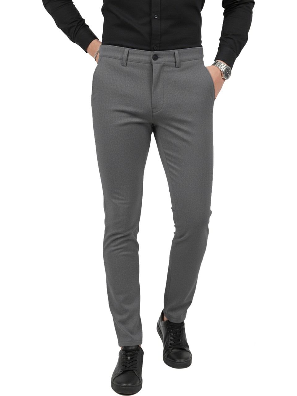 Deepsea Erkek Antrasit Modern Fit Likralı Kumaş Pantolon Günlük & Ofis KullanımıI