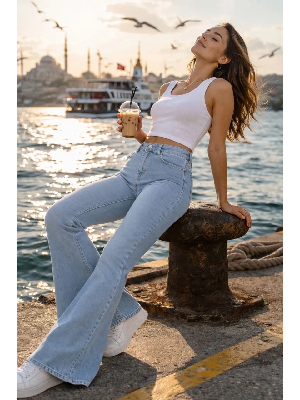 Cedy Denım Kadın 5 Cep Düşük Bel Ispanyol Paça Skinnyfit Esnek Jean Pantolon