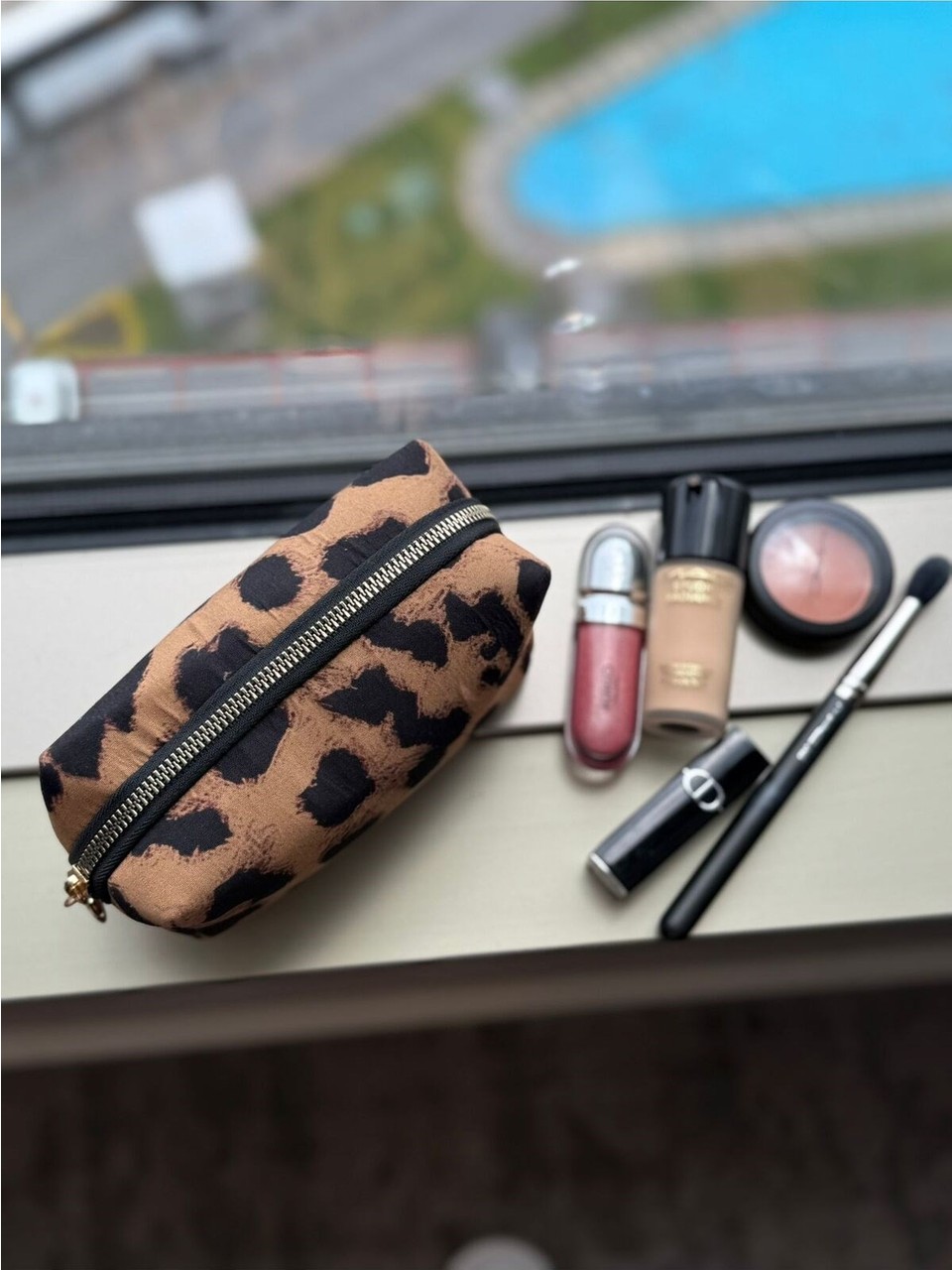 Laletto Bags Kadın Leopar Desenli Kumaş Makyaj Çantası