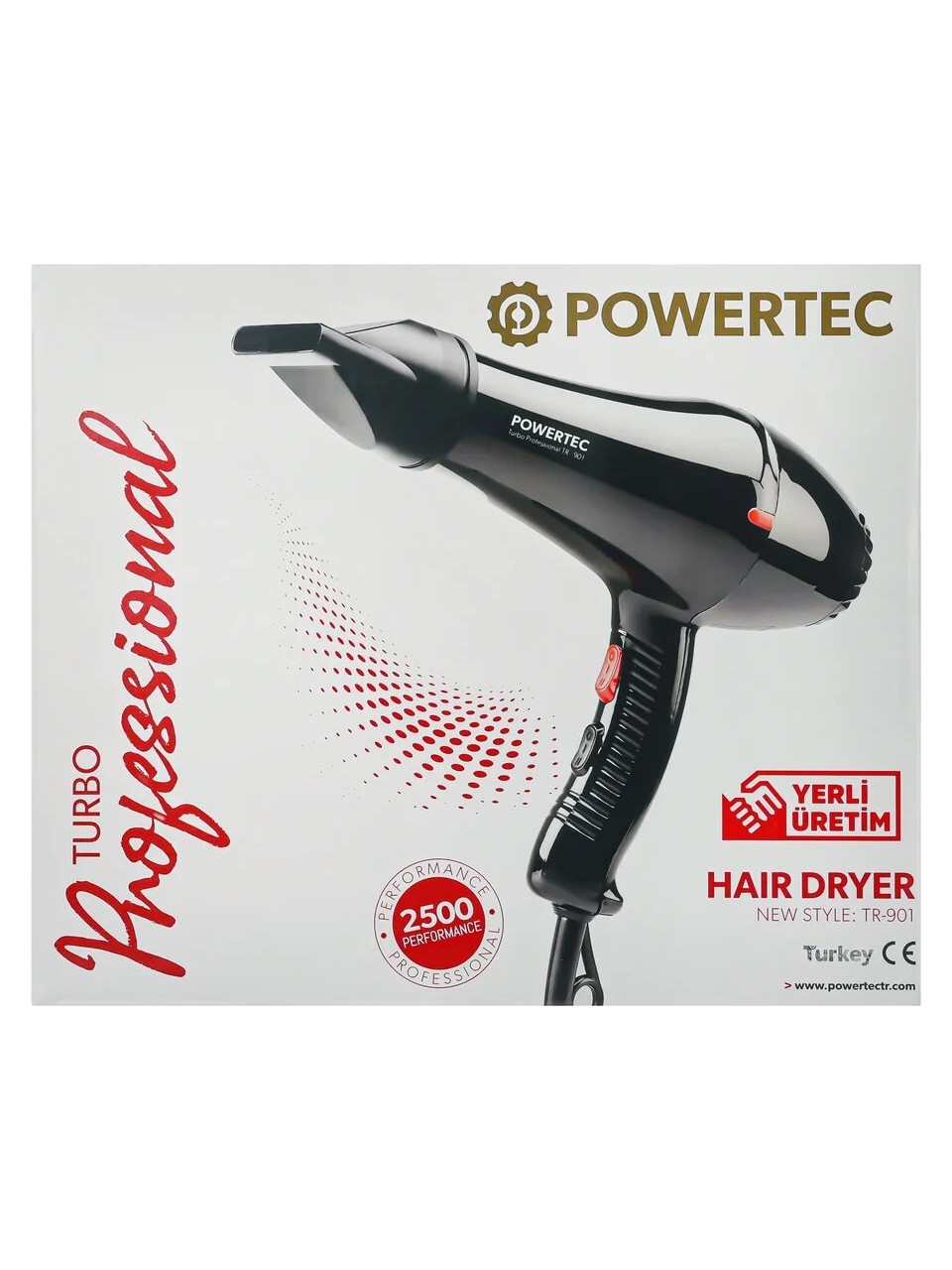 ✅Powertec TR-901 Turbo Professional Series Fön Makinesi & Saç Kurutma 2500w Performans
