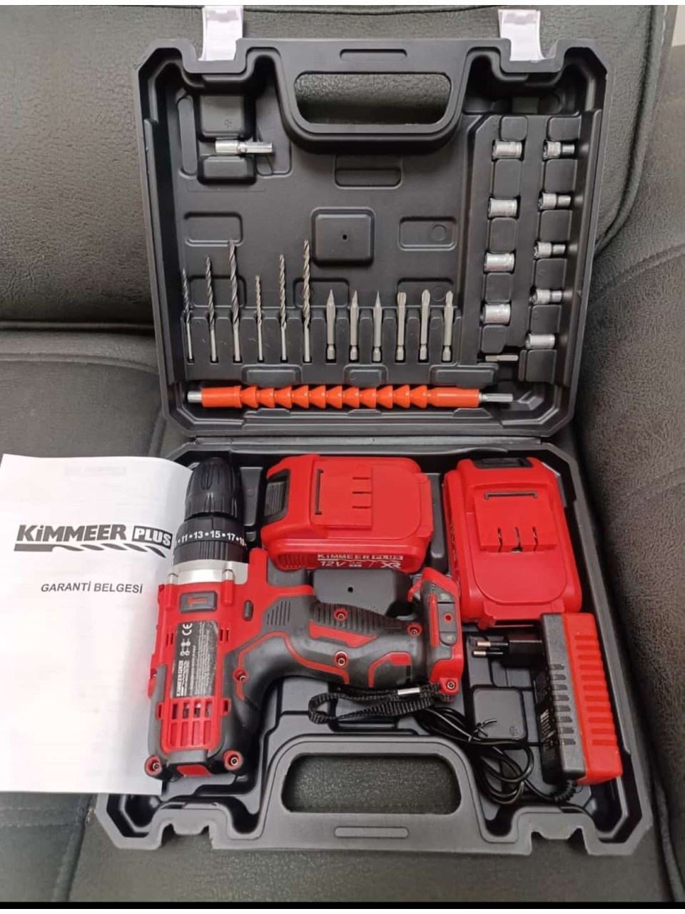 ✨KIMMEER PLUS 12V 1.5 Ah Metal Şanzıman Çift Akülü Şarjlı 24 Parça Akülü Vidalama Matkap