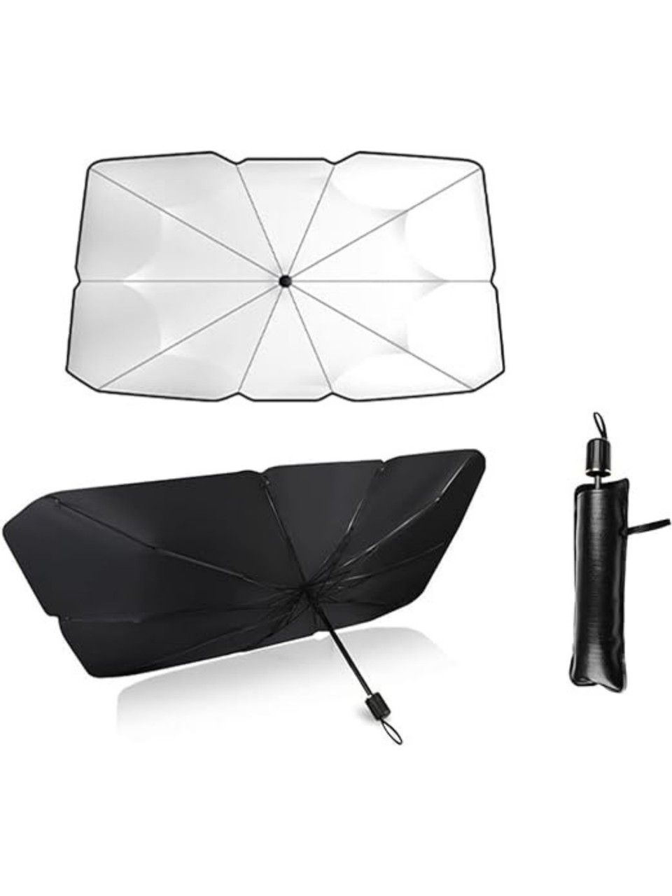 Bontec Araç Içi Ön Cam Güneşliği, Katlanabilir Şemsiye Şeklinde Otomobil Ön Cam Güneşliği,%99 Etkin Koruma, Otomobil, Suv, (140 x 79 Cm)